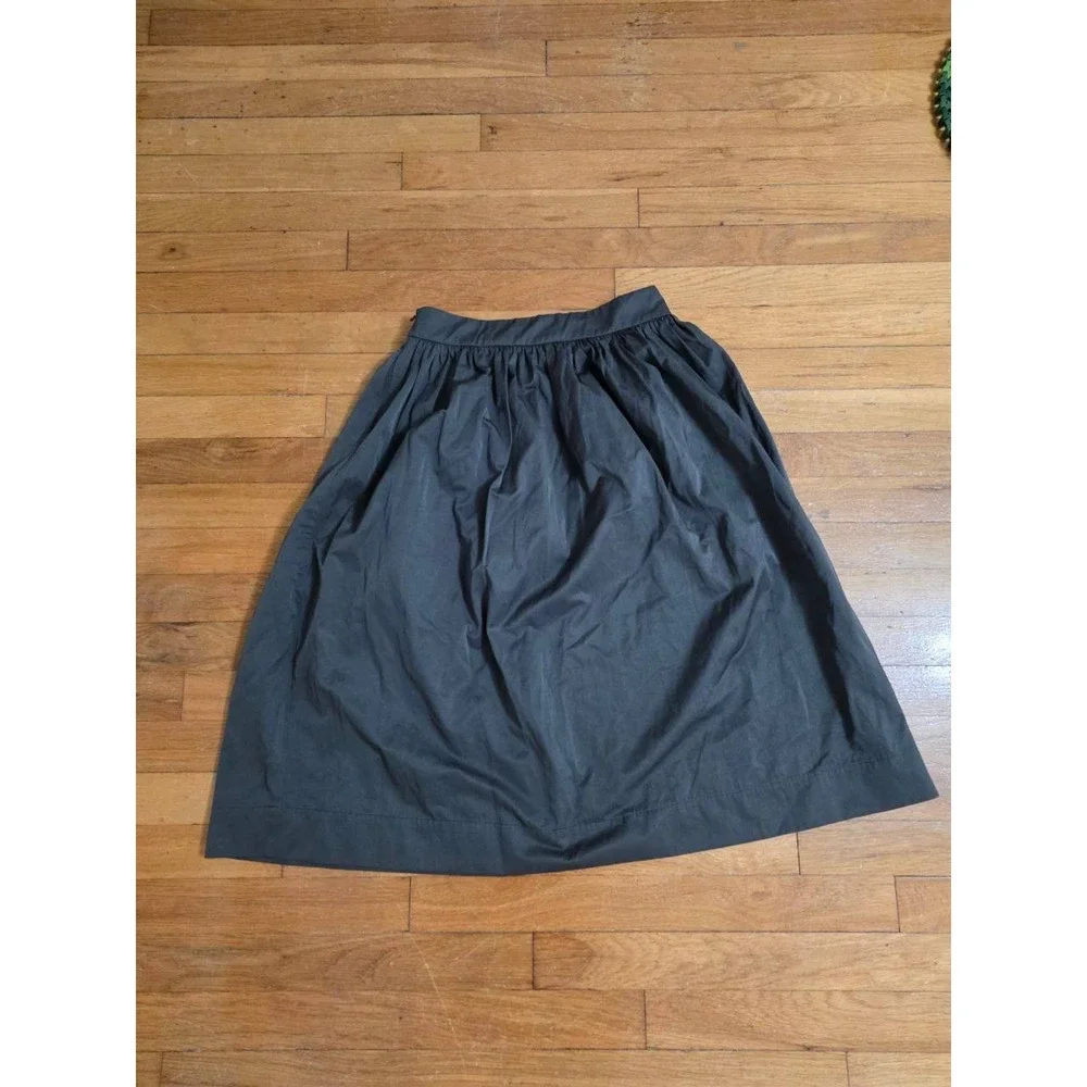 Zara Woman Above Knee Flare Skirt Side Zipper Pleated green Gray Small A001183